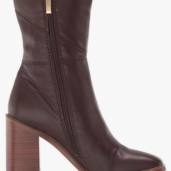 EUC Franco Sarto heeled boots brown leather square toe - Picture 3 of 12